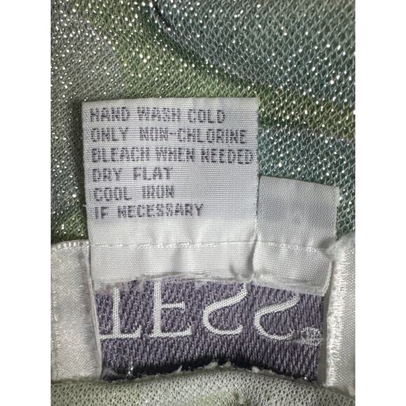 Y2K Tess Metallic Shimmery Top Blouse Womens Medium Fairy Fairycore Sage Green - Picture 6 of 6